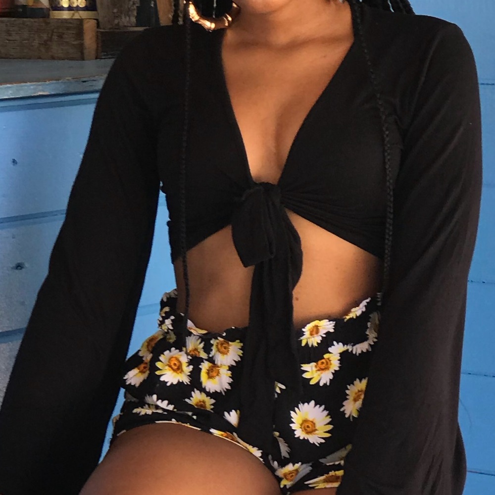 Black Tie Front Crop Top